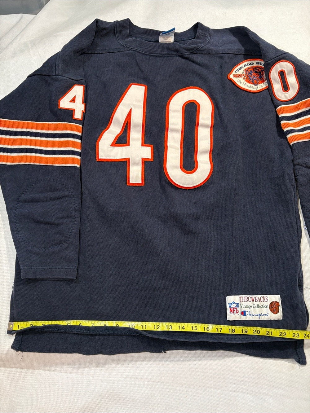Vintage Chicago Bears #40 Throwbacks Jersey Shirt Made USA XL NFL Long Sleeve - Picture 12 of 16